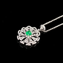 Load image into Gallery viewer, LUOWEND 18K White Gold Real Natural Diamond and Emerald Necklace for Women
