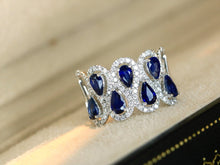 Load image into Gallery viewer, LUOWEND 18K White Gold Natural Diamond and Sapphire Ring for Women
