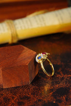 Load image into Gallery viewer, LUOWEND 18K Yellow Gold Real Natural Sapphire Ring for Women
