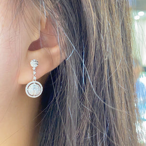 LUOWEND 18K White Gold Real Natural Diamond Drop Earrings for Women