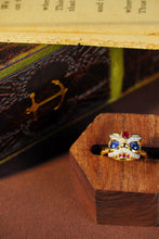 Load image into Gallery viewer, LUOWEND 18K Yellow Gold Real Natural Sapphire Ring for Women
