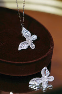 LUOWEND 18K White Gold Real Natural Diamond Pendant Necklace for Women