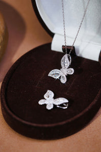 LUOWEND 18K White Gold Real Natural Diamond Pendant Necklace for Women