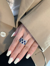 Load image into Gallery viewer, LUOWEND 18K White Gold Natural Diamond and Sapphire Ring for Women
