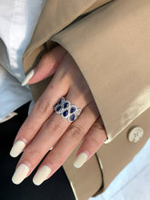 Load image into Gallery viewer, LUOWEND 18K White Gold Natural Diamond and Sapphire Ring for Women
