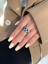 Load image into Gallery viewer, LUOWEND 18K White Gold Natural Diamond and Sapphire Ring for Women

