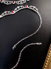 Load image into Gallery viewer, LUOWEND 18K White Gold Real Natural Diamond and Ruby Necklace for Women

