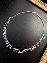 Load image into Gallery viewer, LUOWEND 18K White Gold Real Natural Diamond and Ruby Necklace for Women
