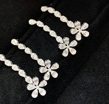 Load image into Gallery viewer, LUOWEND 18K White Gold Real Natural Diamond Drop Earrings for Women
