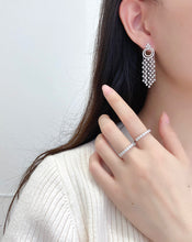 Load image into Gallery viewer, LUOWEND 18K White Gold Real Natural Diamond Drop Earrings for Women

