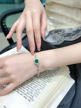 Load image into Gallery viewer, LUOWEND 18K White Gold Real Natural Diamond and Emerald Ring for Women
