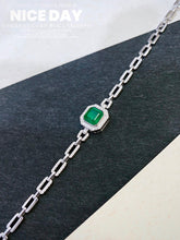 Load image into Gallery viewer, LUOWEND 18K White Gold Real Natural Diamond and Emerald Ring for Women
