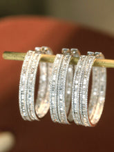Load image into Gallery viewer, LUOWEND 18K White Gold Natural Diamond Earrings for Women
