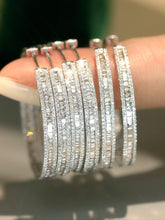 Load image into Gallery viewer, LUOWEND 18K White Gold Natural Diamond Earrings for Women
