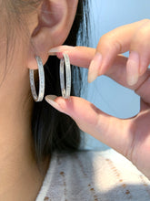 Load image into Gallery viewer, LUOWEND 18K White Gold Natural Diamond Earrings for Women
