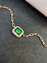 Load image into Gallery viewer, LUOWEND 18K Yellow Gold Real Natural Diamond and Emerald Necklace for Women
