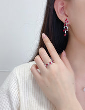 Load image into Gallery viewer, LUOWEND 18K White Gold Real Natural Diamond and Ruby Ring for Women
