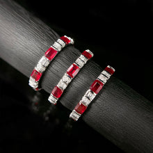 Load image into Gallery viewer, LUOWEND 18K White Gold Real Natural Diamond and Ruby Ring for Women
