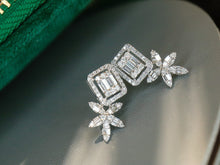 Load image into Gallery viewer, LUOWEND 18K White Gold Natural Diamond Earrings for Women
