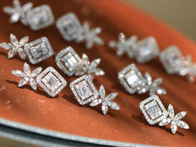 Load image into Gallery viewer, LUOWEND 18K White Gold Natural Diamond Earrings for Women
