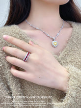 Load image into Gallery viewer, LUOWEND 18K White Gold Real Natural Diamond and Ruby Ring for Women
