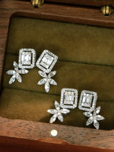 Load image into Gallery viewer, LUOWEND 18K White Gold Natural Diamond Earrings for Women
