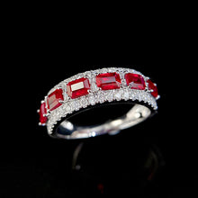 Load image into Gallery viewer, LUOWEND 18K White Gold Real Natural Diamond and Ruby Ring for Women
