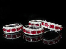 Load image into Gallery viewer, LUOWEND 18K White Gold Real Natural Diamond and Ruby Ring for Women
