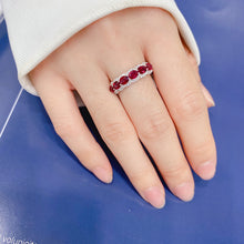 Load image into Gallery viewer, LUOWEND 18K White Gold Real Natural Diamond and Ruby Ring for Women
