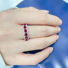 Load image into Gallery viewer, LUOWEND 18K White Gold Real Natural Diamond and Ruby Ring for Women
