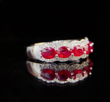 Load image into Gallery viewer, LUOWEND 18K White Gold Real Natural Diamond and Ruby Ring for Women
