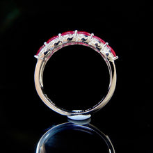Load image into Gallery viewer, LUOWEND 18K White Gold Real Natural Diamond and Ruby Ring for Women

