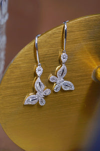 LUOWEND 18K White Gold Real Natural Diamond Drop Earrings for Women