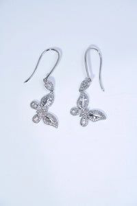 LUOWEND 18K White Gold Real Natural Diamond Drop Earrings for Women