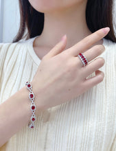 Load image into Gallery viewer, LUOWEND 18K White Gold Real Natural Diamond and Ruby Ring for Women
