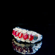 Load image into Gallery viewer, LUOWEND 18K White Gold Real Natural Diamond and Ruby Ring for Women
