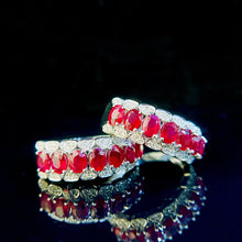 Load image into Gallery viewer, LUOWEND 18K White Gold Real Natural Diamond and Ruby Ring for Women
