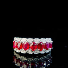 Load image into Gallery viewer, LUOWEND 18K White Gold Real Natural Diamond and Ruby Ring for Women
