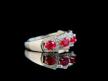 Load image into Gallery viewer, LUOWEND 18K White Gold Real Natural Diamond and Ruby Ring for Women

