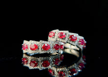 Load image into Gallery viewer, LUOWEND 18K White Gold Real Natural Diamond and Ruby Ring for Women
