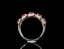 Load image into Gallery viewer, LUOWEND 18K White Gold Real Natural Diamond and Ruby Ring for Women
