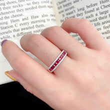 Load image into Gallery viewer, LUOWEND 18K White Gold Real Natural Diamond and Ruby Ring for Women
