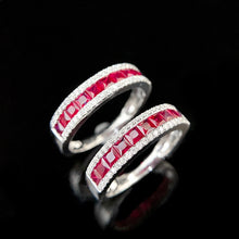 Load image into Gallery viewer, LUOWEND 18K White Gold Real Natural Diamond and Ruby Ring for Women
