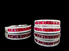 Load image into Gallery viewer, LUOWEND 18K White Gold Real Natural Diamond and Ruby Ring for Women
