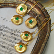 Load image into Gallery viewer, LUOWEND 18K Yellow Gold Real Natural Emerald and Diamond Gemstone Necklace for Women
