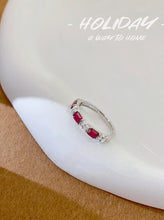 Load image into Gallery viewer, LUOWEND 18K White Gold Real Natural Diamond and Ruby Ring for Women
