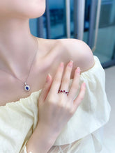 Load image into Gallery viewer, LUOWEND 18K White Gold Real Natural Diamond and Ruby Ring for Women
