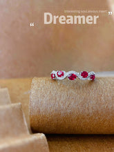 Load image into Gallery viewer, LUOWEND 18K White Gold Real Natural Diamond and Ruby Ring for Women
