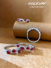 Load image into Gallery viewer, LUOWEND 18K White Gold Real Natural Diamond and Ruby Ring for Women
