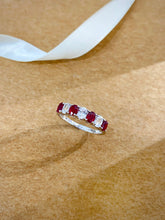 Load image into Gallery viewer, LUOWEND 18K White Gold Real Natural Aquamarine and Ruby Ring for Women
